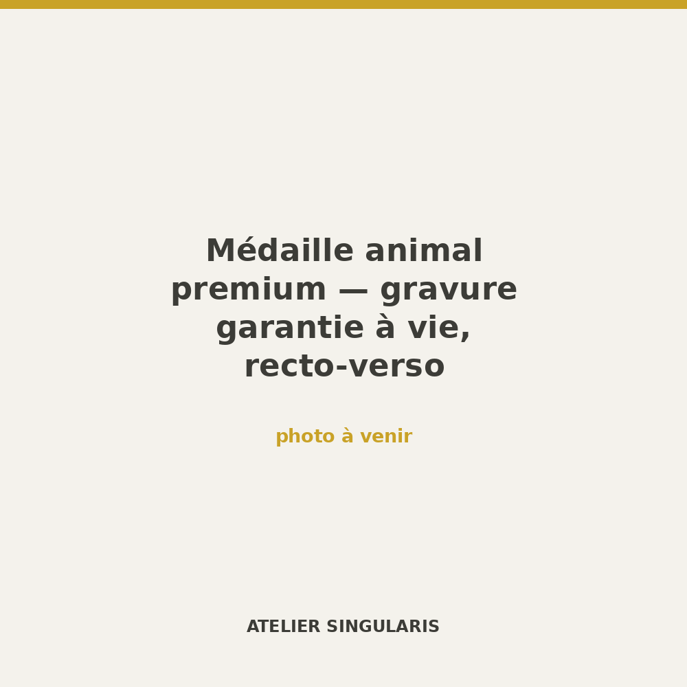 Médaille animal premium — gravure garantie à vie, recto-verso