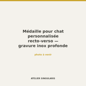 Médaille pour chat personnalisée recto-verso — gravure inox profonde